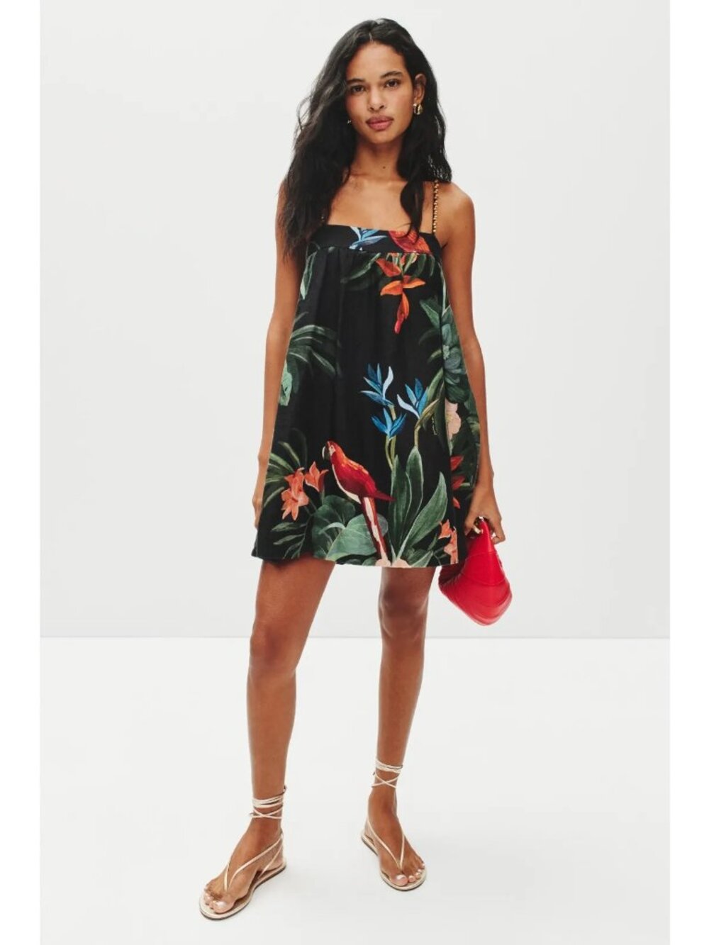 R-76. FARM Rio Midnight Macaw Fiesta Mini Dress